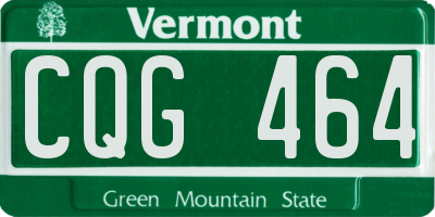 VT license plate CQG464