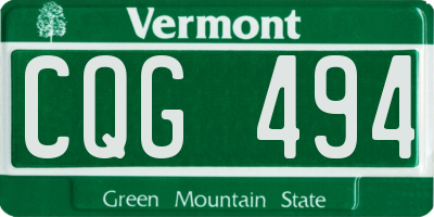 VT license plate CQG494