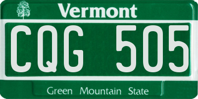 VT license plate CQG505