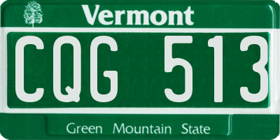VT license plate CQG513