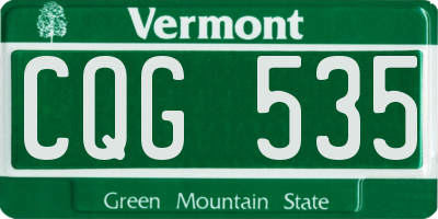 VT license plate CQG535