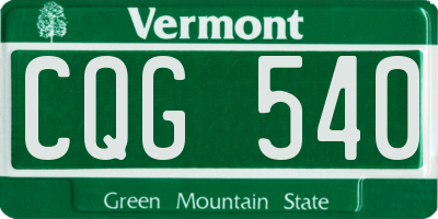 VT license plate CQG540