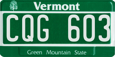 VT license plate CQG603