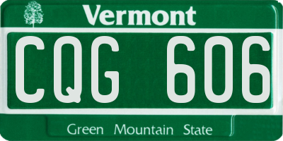 VT license plate CQG606