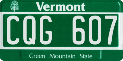 VT license plate CQG607
