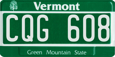 VT license plate CQG608