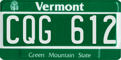 VT license plate CQG612