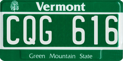 VT license plate CQG616
