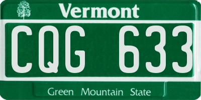 VT license plate CQG633