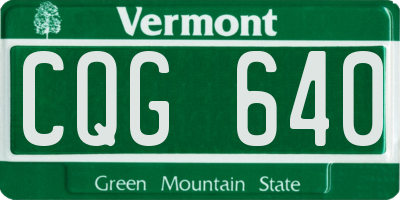 VT license plate CQG640