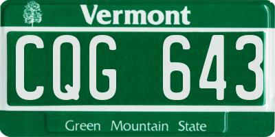 VT license plate CQG643