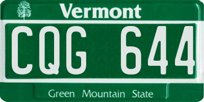 VT license plate CQG644