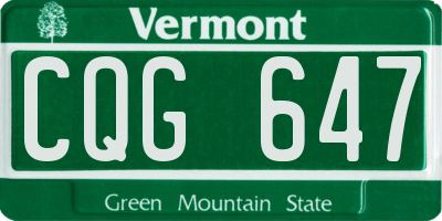 VT license plate CQG647
