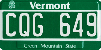 VT license plate CQG649