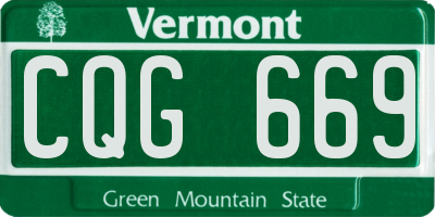 VT license plate CQG669