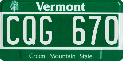VT license plate CQG670