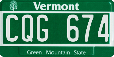 VT license plate CQG674