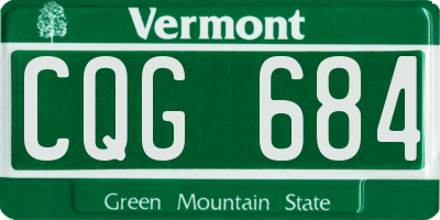 VT license plate CQG684