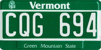 VT license plate CQG694