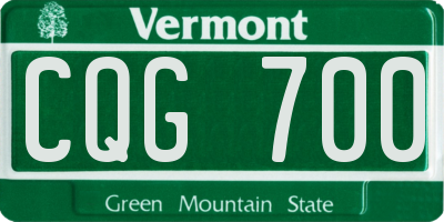 VT license plate CQG700