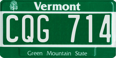 VT license plate CQG714