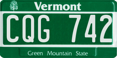 VT license plate CQG742