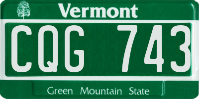 VT license plate CQG743
