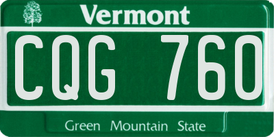 VT license plate CQG760