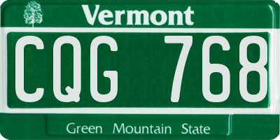 VT license plate CQG768