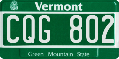 VT license plate CQG802