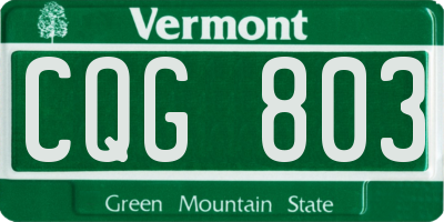 VT license plate CQG803