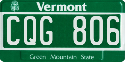 VT license plate CQG806