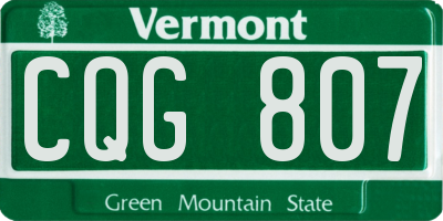 VT license plate CQG807