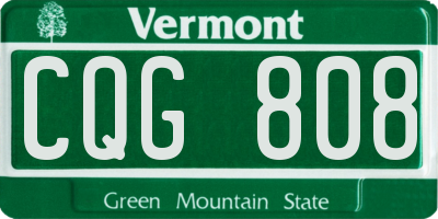 VT license plate CQG808