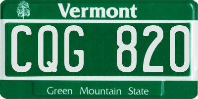 VT license plate CQG820