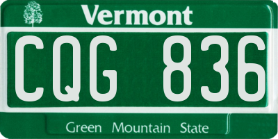 VT license plate CQG836