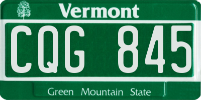 VT license plate CQG845