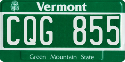 VT license plate CQG855