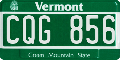 VT license plate CQG856