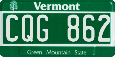 VT license plate CQG862