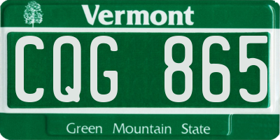 VT license plate CQG865