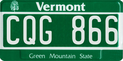 VT license plate CQG866