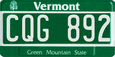 VT license plate CQG892