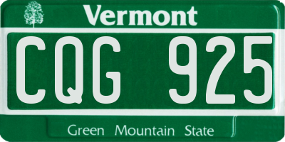 VT license plate CQG925