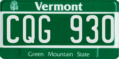 VT license plate CQG930