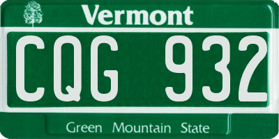 VT license plate CQG932