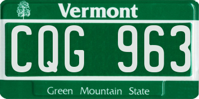 VT license plate CQG963