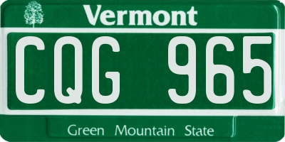 VT license plate CQG965