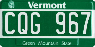 VT license plate CQG967