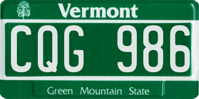 VT license plate CQG986